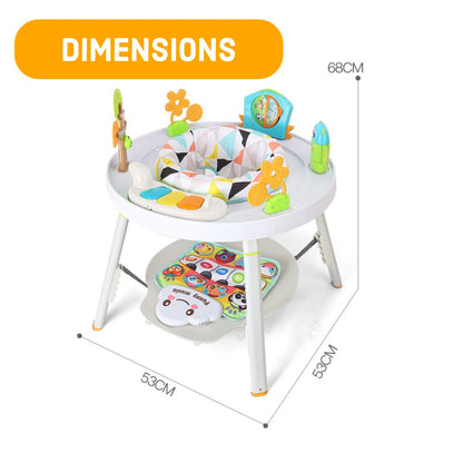 TEKNUM 4 - IN - 1 Activity Jumper/Feeding Chair/Drawing Table/Playing Station w/Musical Mat, Detachable Toys & Musical Piano - White