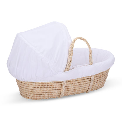 TEKNUM Moses Basket with Waffle Beddings and Mattress - Wooden Brown