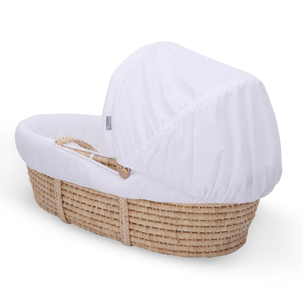 TEKNUM Moses Basket with Waffle Beddings and Mattress - Wooden Brown