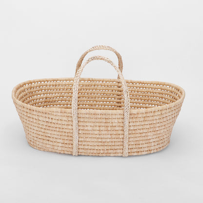 TEKNUM Moses Basket with Waffle Beddings and Mattress - Wooden Brown