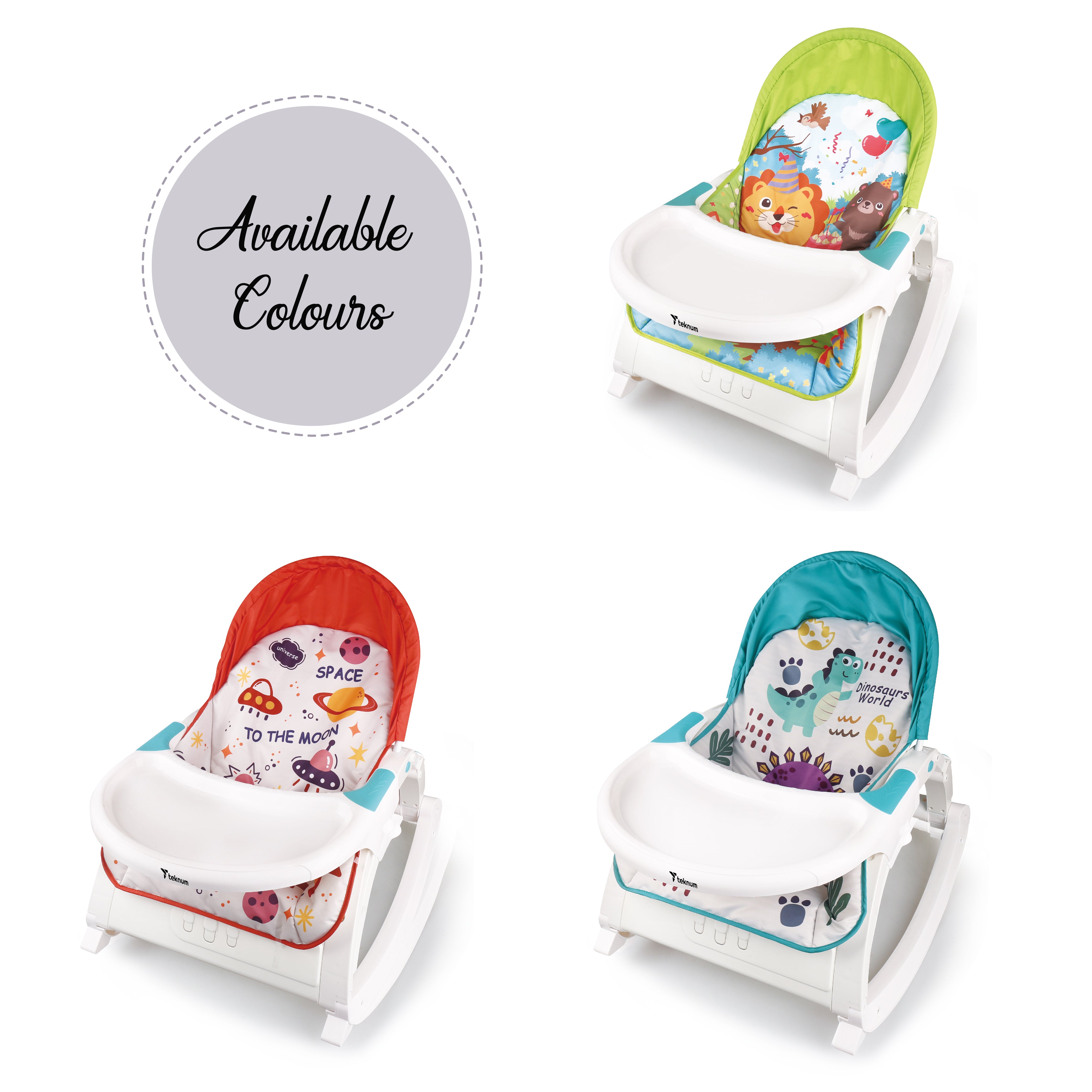 TEKNUM Multifunctional Rocker/Feeding Chair/Baby Seat/Recliner - Dinosaur Blue