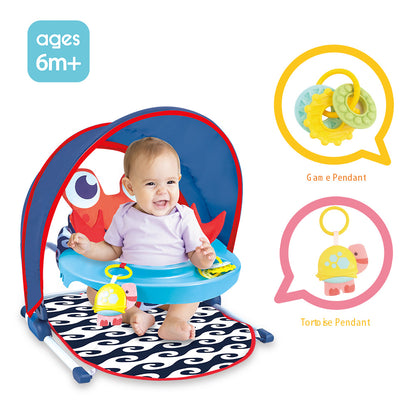 دعم TEKNUM للأطفال في وضعية الجلوس مع صينية تغذية - أزرق