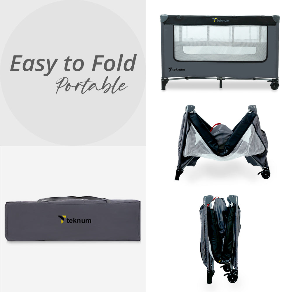 TEKNUM Astronaut Playard and Cot Grey