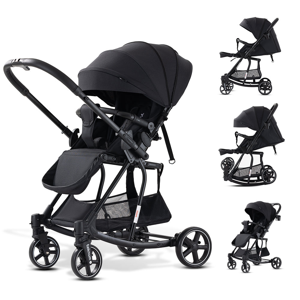 Teknum 2-in-1 Glide Reversible Rocker Baby Stroller – One-Hand Fold Travel Stroller, Black