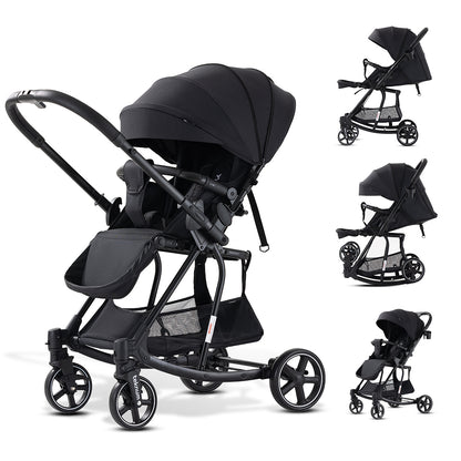Teknum 2-in-1 Glide Reversible Rocker Baby Stroller – One-Hand Fold Travel Stroller, Black