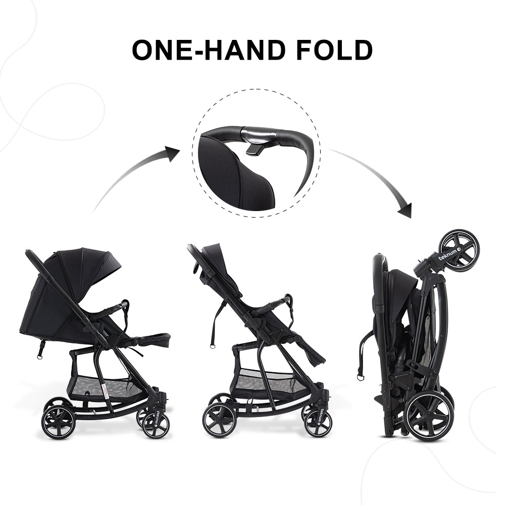 Teknum 2-in-1 Glide Reversible Rocker Baby Stroller – One-Hand Fold Travel Stroller, Black
