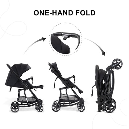 Teknum 2-in-1 Glide Reversible Rocker Baby Stroller – One-Hand Fold Travel Stroller, Black