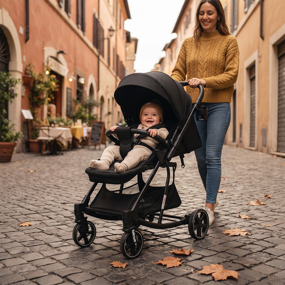 Teknum 2-in-1 Glide Reversible Rocker Baby Stroller – One-Hand Fold Travel Stroller, Black