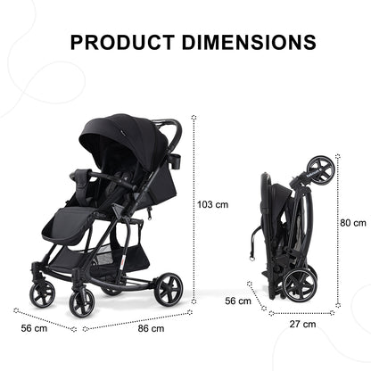 Teknum 2-in-1 Glide Reversible Rocker Baby Stroller – One-Hand Fold Travel Stroller, Black
