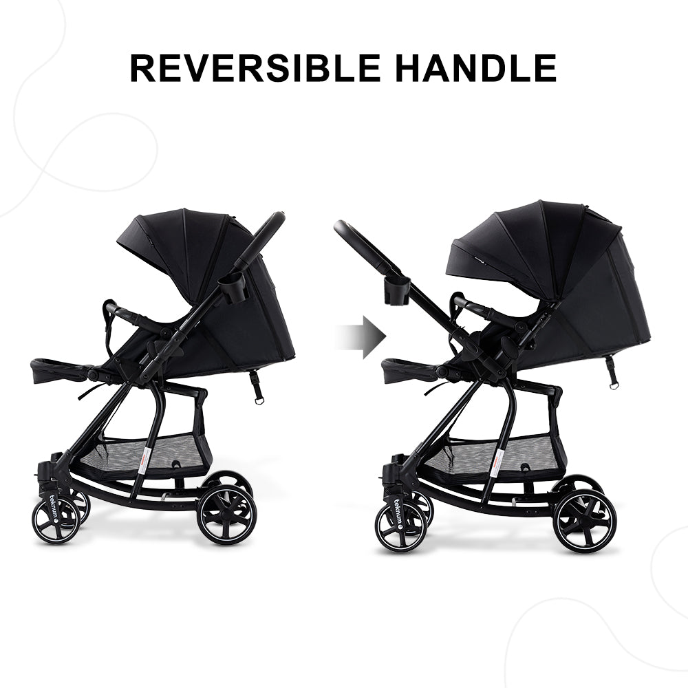 Teknum 2-in-1 Glide Reversible Rocker Baby Stroller – One-Hand Fold Travel Stroller, Black