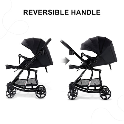 Teknum 2-in-1 Glide Reversible Rocker Baby Stroller – One-Hand Fold Travel Stroller, Black