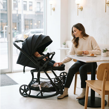 Teknum 2-in-1 Glide Reversible Rocker Baby Stroller – One-Hand Fold Travel Stroller, Black