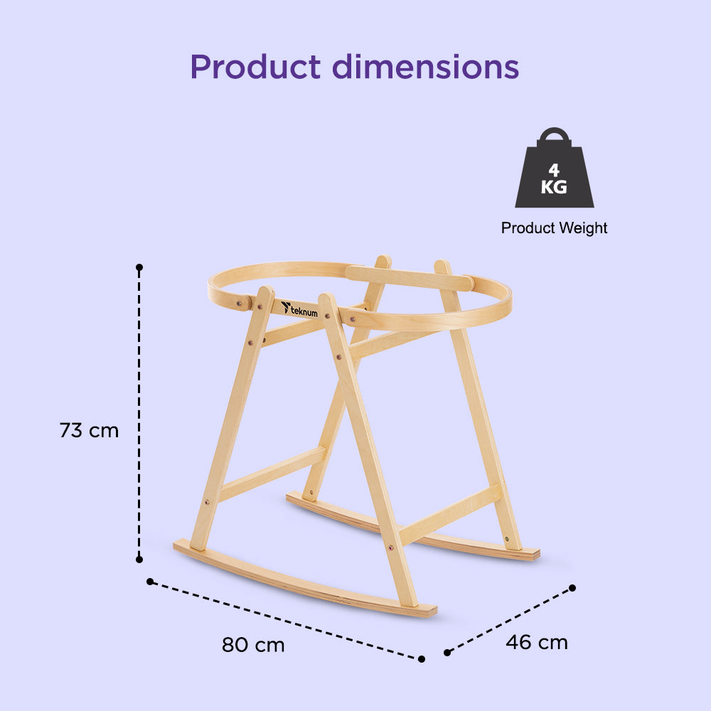 TEKNUM Moses Rope Basket Stand - Natural Wood