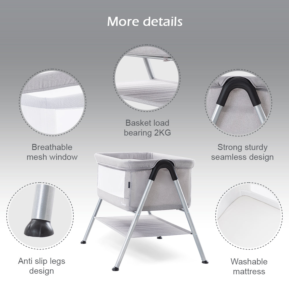 TEKNUM SLEEPZEN 2 Bedside Crib Bassinet - Grey