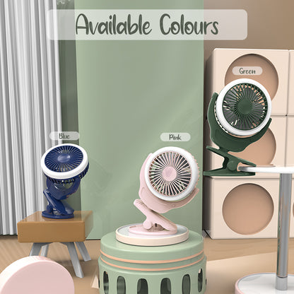 مروحة شحن USB 2 في 1 لعربة الأطفال من تكنوم مع ضوء - أزرق