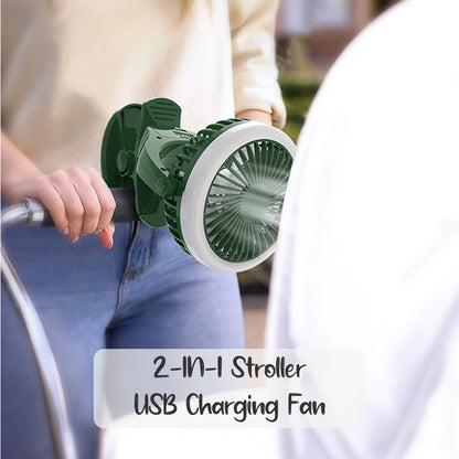 TEKNUM 2 - IN - 1 Stroller USB Charging Fan with Light - Green