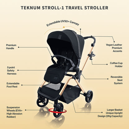 TEKNUM STROLL - 1 Reversible Travel Stroller - Gold