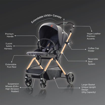 TEKNUM STROLL - 1 Reversible Travel Stroller - Grey