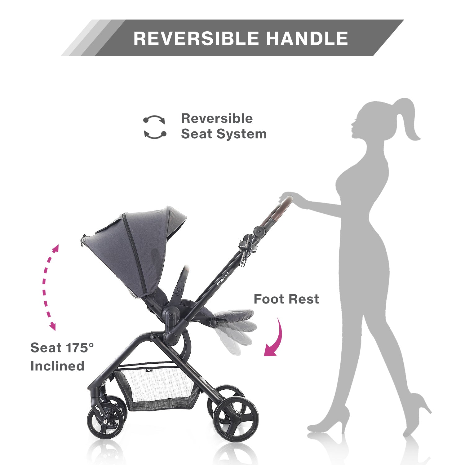 TEKNUM STROLL - 1 Reversible Travel Stroller - Grey