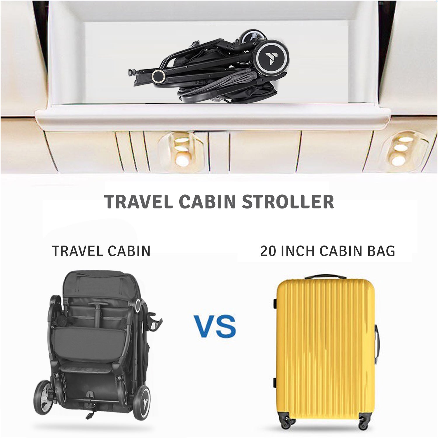 TEKNUM Travel Cabin Stroller with Coffee Cup Holder - Black