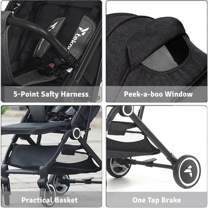 TEKNUM Travel Cabin Stroller with Coffee Cup Holder - Black