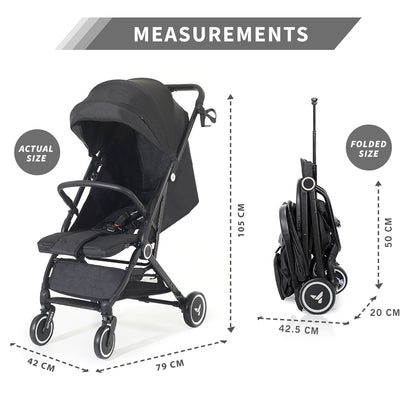 TEKNUM Travel Cabin Stroller with Coffee Cup Holder - Black