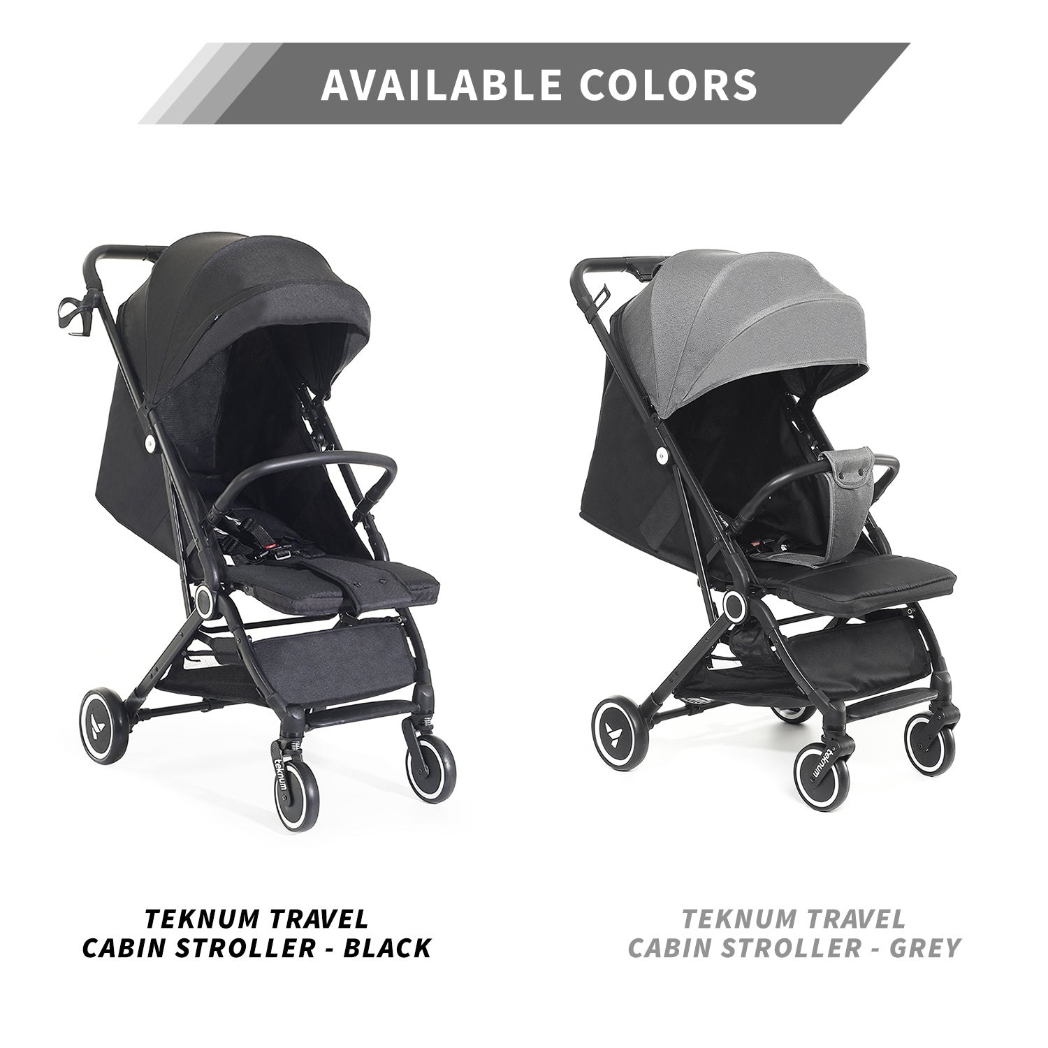 TEKNUM Travel Cabin Stroller with Coffee Cup Holder - Black