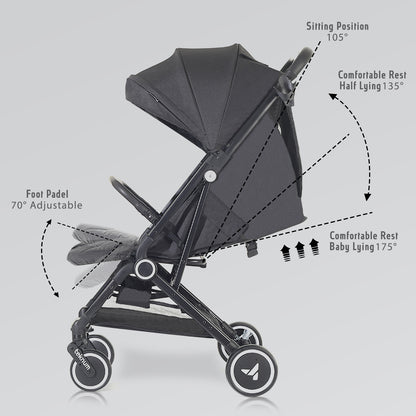 TEKNUM Travel Cabin Stroller with Coffee Cup Holder - Black