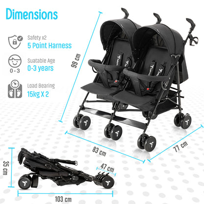 TEKNUM Twin Stroller Fellow - Black
