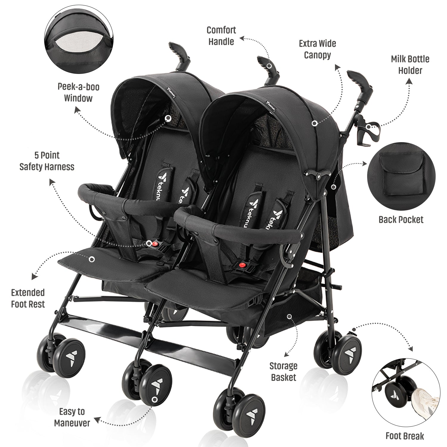 TEKNUM Twin Stroller Fellow - Black