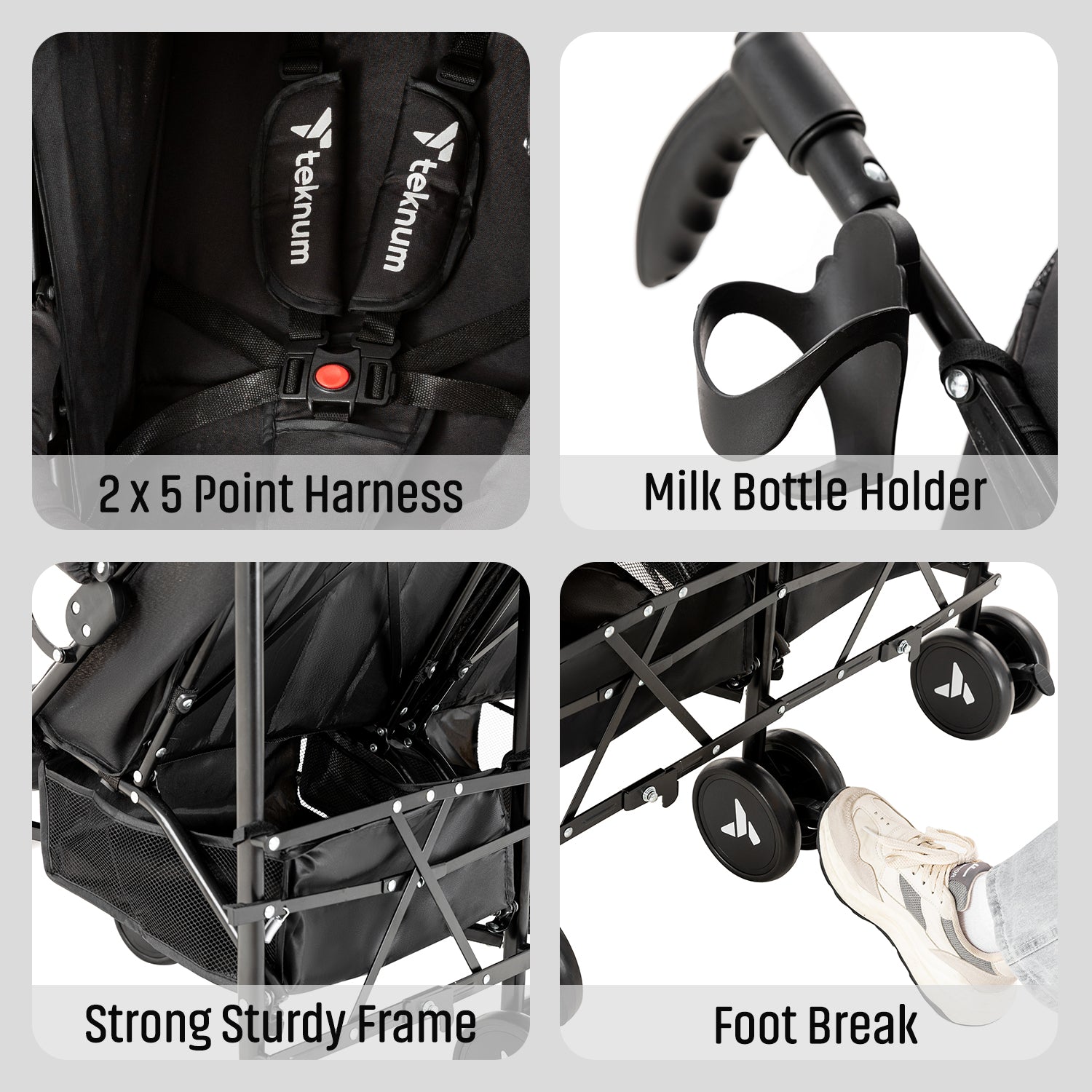 TEKNUM Twin Stroller Fellow - Black