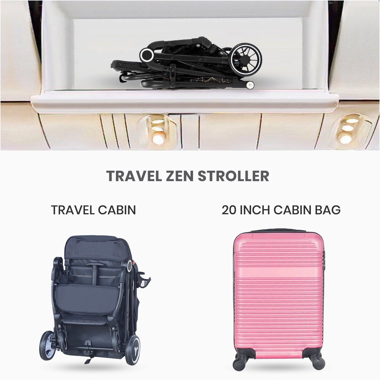 عربة أطفال TEKNUM TravelZen مع حامل أكواب قهوة - أسود ذهبي