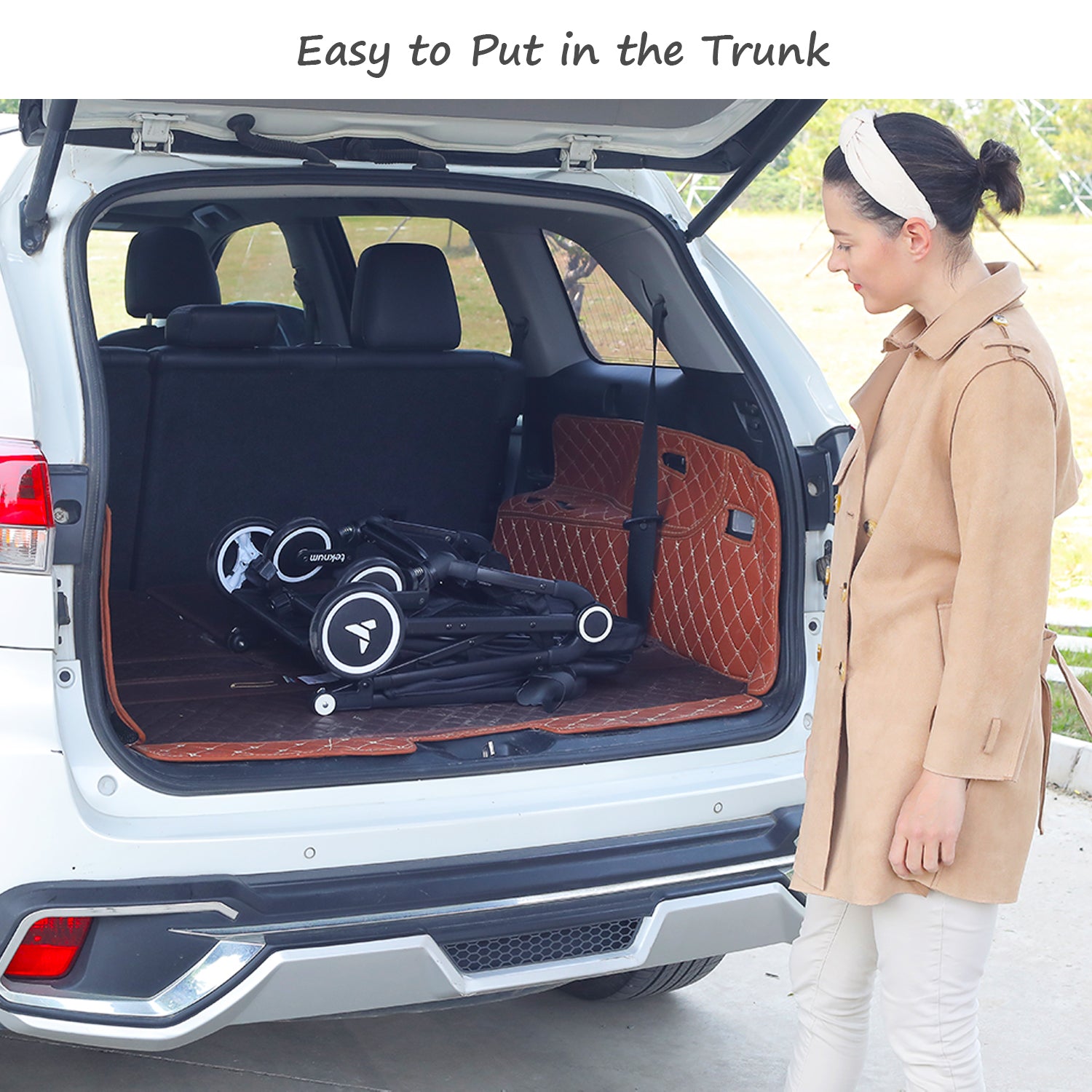 عربة أطفال TEKNUM TravelZen مع حامل أكواب قهوة - أسود ذهبي