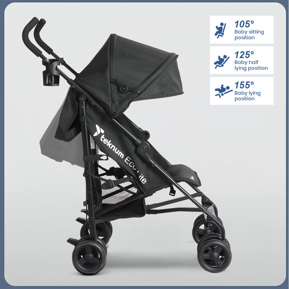 عربة أطفال TEKNUM Eco Lite 2 مع حامل أكواب - أسود