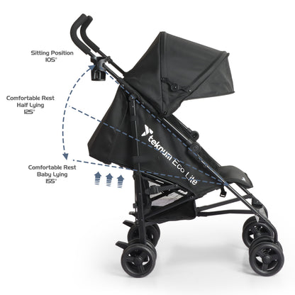 عربة أطفال TEKNUM Eco Lite 2 مع حامل أكواب - أسود