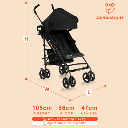 عربة أطفال TEKNUM Eco Lite 2 مع حامل أكواب - أسود