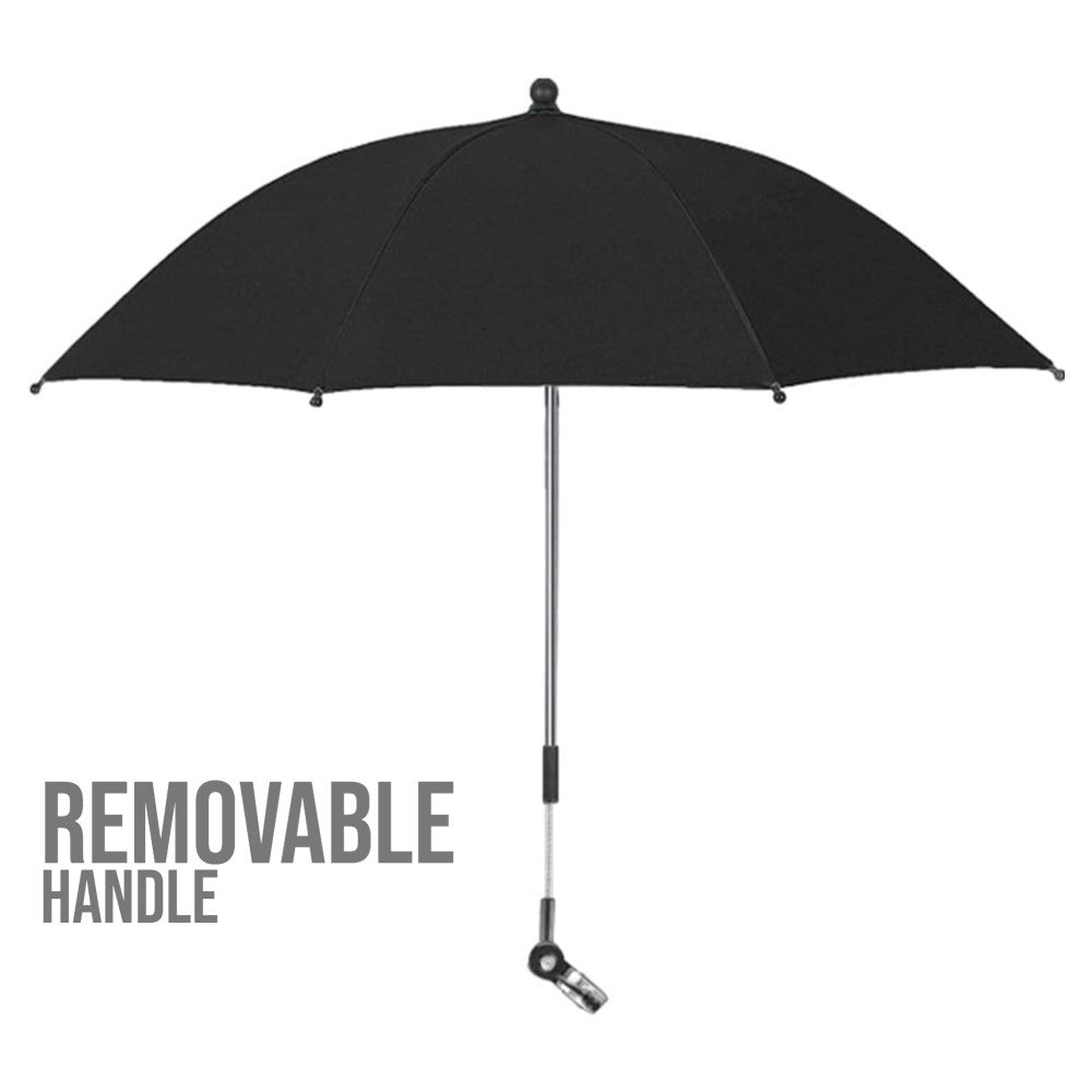 TEKNUM Universal Stroller Umbrella with Holder Clip Clamp, 360 Degree Rotatable - Black