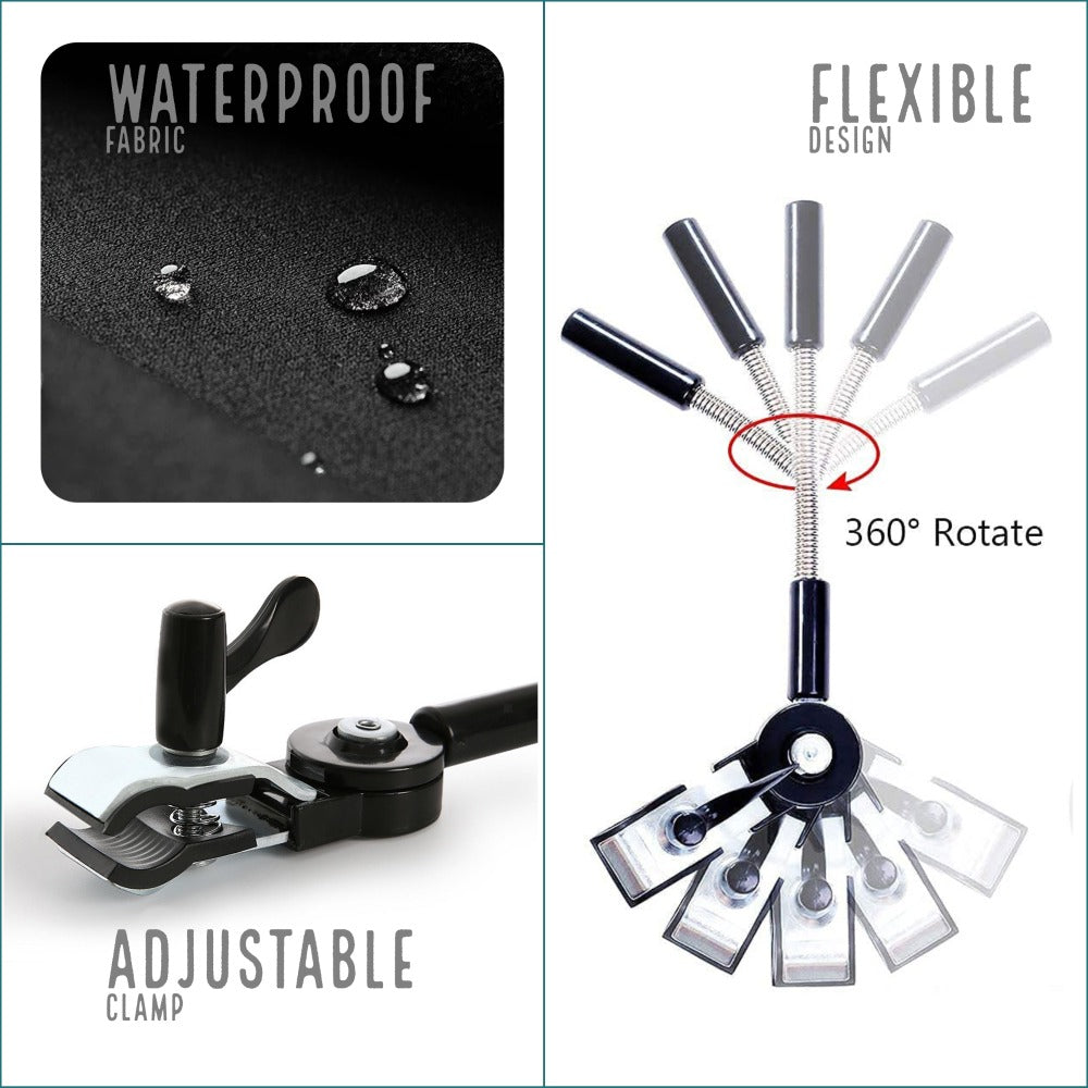 TEKNUM Universal Stroller Umbrella with Holder Clip Clamp, 360 Degree Rotatable - Black