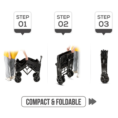 TEKNUM Folding Wagon Cart w/Canopy - Black