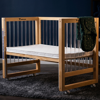 TEKNUM Prism 4in1 Acrylic Convertible Crib w/ mattress - Natural Brown