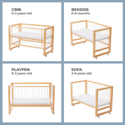 TEKNUM Prism 4in1 Acrylic Convertible Crib w/ mattress - Natural Brown