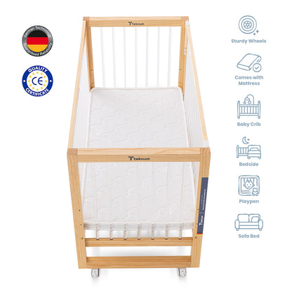 TEKNUM Prism 4in1 Acrylic Convertible Crib w/ mattress - Natural Brown