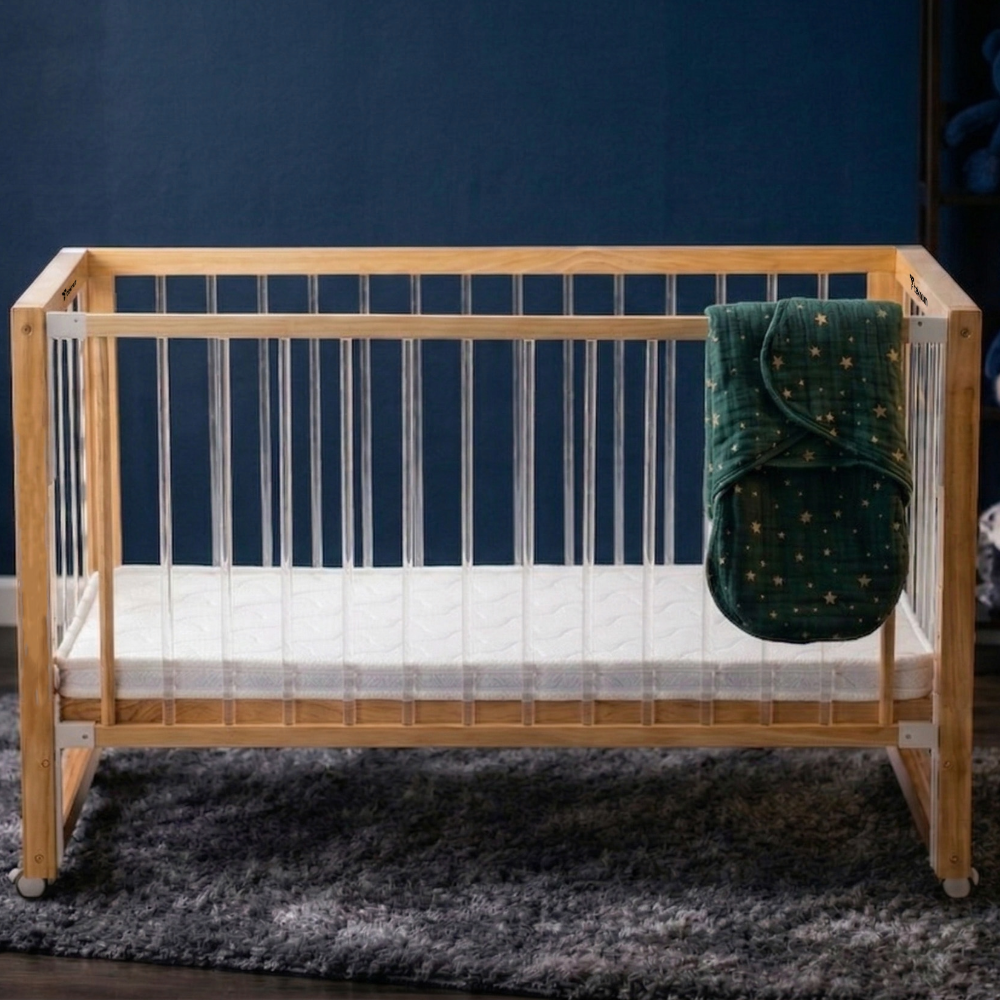 TEKNUM Prism 4in1 Acrylic Convertible Crib w/ mattress - Natural Brown
