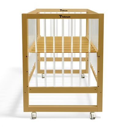 TEKNUM Prism 4in1 Acrylic Convertible Crib w/ mattress - Natural Brown