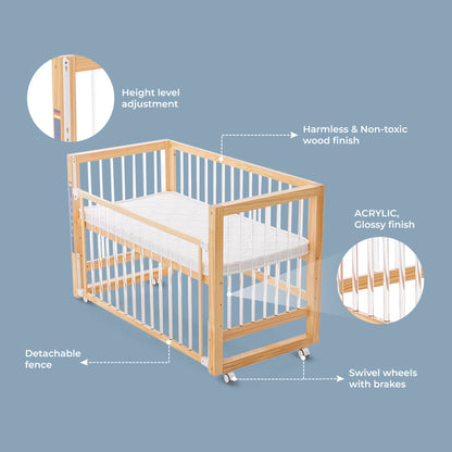 TEKNUM Prism 4in1 Acrylic Convertible Crib w/ mattress - Natural Brown