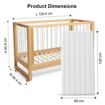 TEKNUM Prism 4in1 Acrylic Convertible Crib w/ mattress - Natural Brown