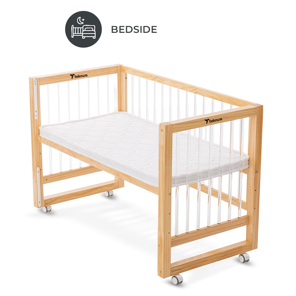 TEKNUM Prism 4in1 Acrylic Convertible Crib w/ mattress - Natural Brown