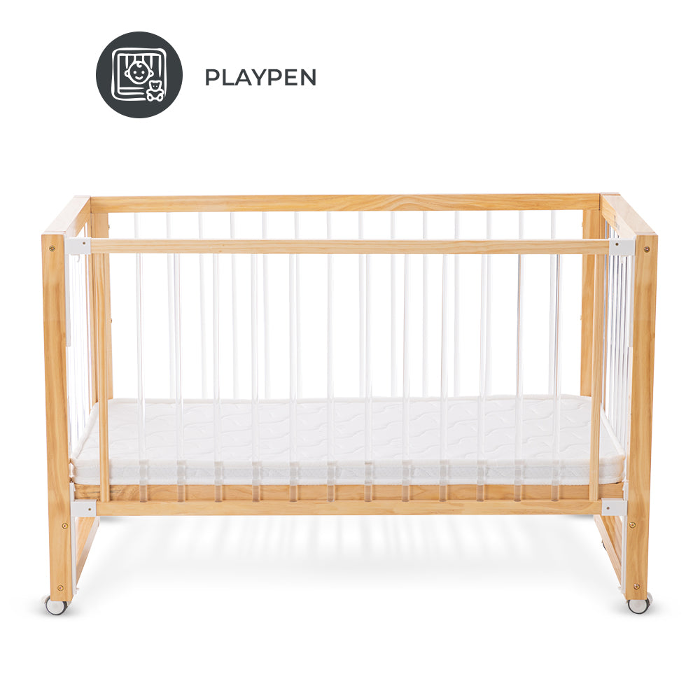 TEKNUM Prism 4in1 Acrylic Convertible Crib w/ mattress - Natural Brown