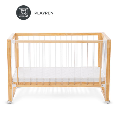 TEKNUM Prism 4in1 Acrylic Convertible Crib w/ mattress - Natural Brown