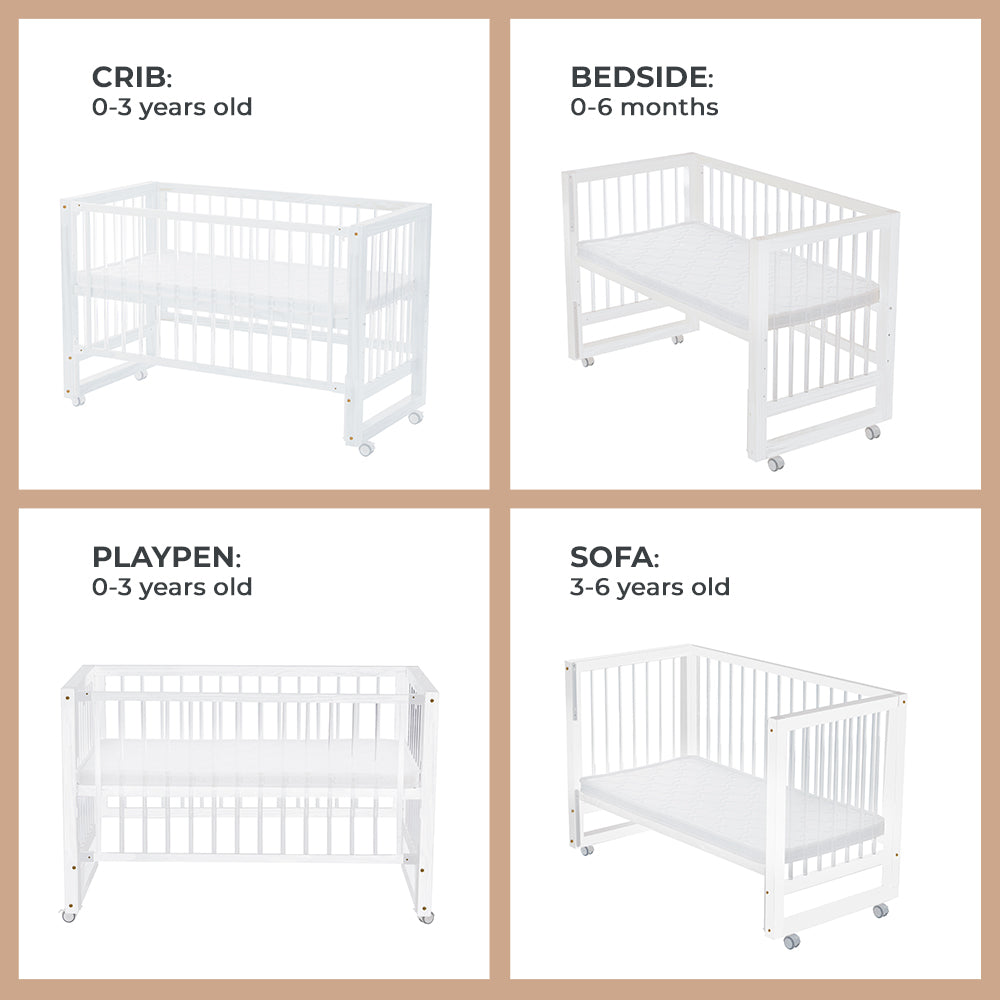 TEKNUM Prism 4in1 Acrylic Convertible Crib w/ mattress - White